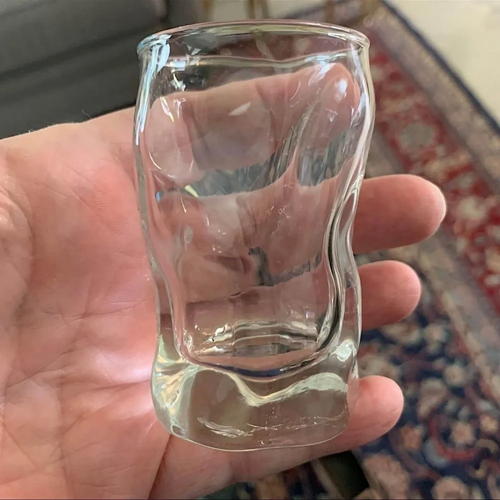 Set 6 Bormioli Rocco Sorgente Shot Glasses Clear Irregular Shape Made in Italy